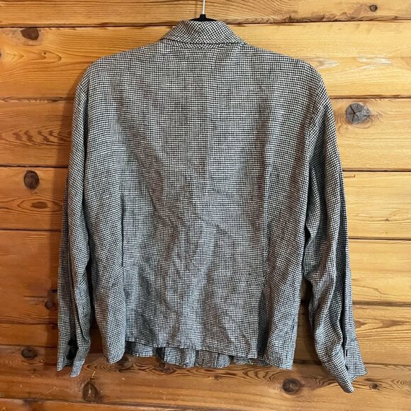 Flax linen Checked Black White Lightweight Blazer Size Medium - Picture 4 of 7